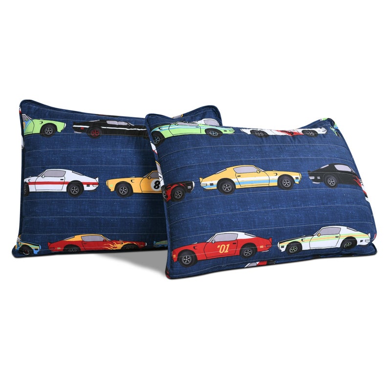 Lush Decor Race Car Kids' 2-Piece Quilt Bed Set, Reversible Bedding Set for Boys, Navy, Twin - Image 4